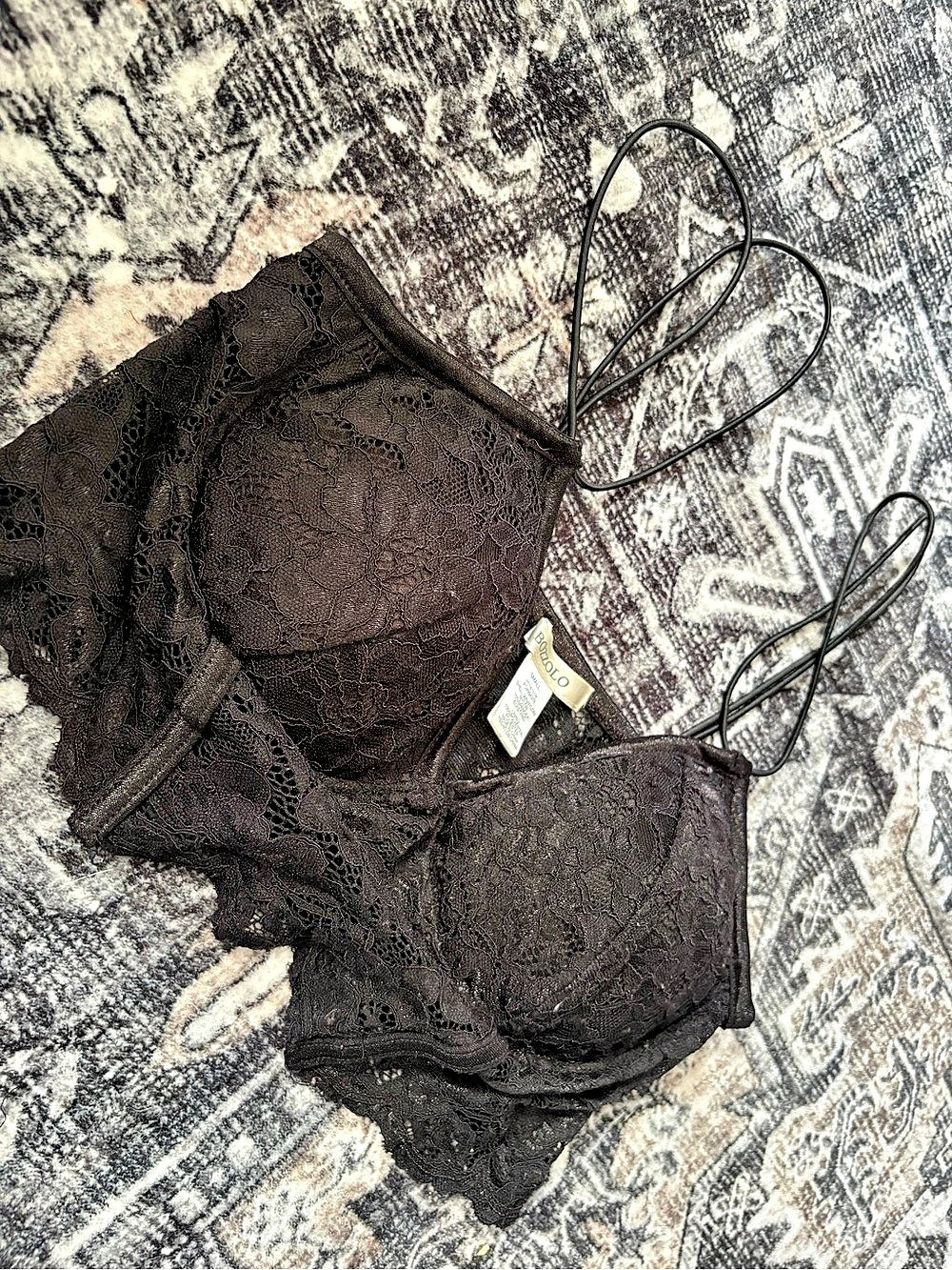 Bozzolo Lace Bralette with Straps Black Small